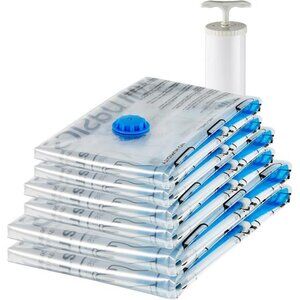Multiple Transparent Vacuum Compression Zipper Storage Bags for Space Saving‎